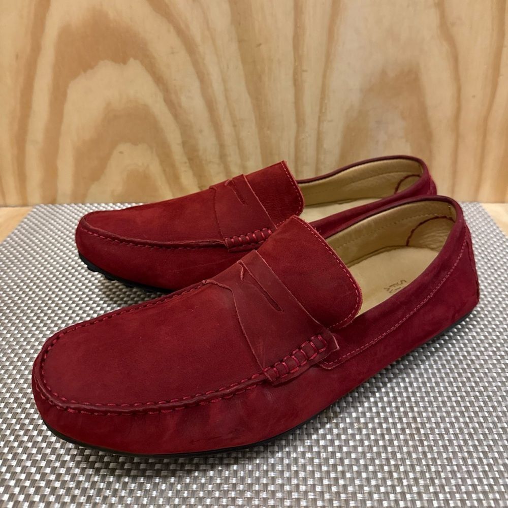 Saks Fifth Avenue Burgundy Suede  Driving Loafers Men’s Shoes Slip On Size 12M